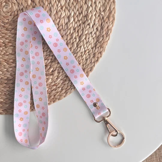 Lanière Longue Sourires et Fleurs Pastels