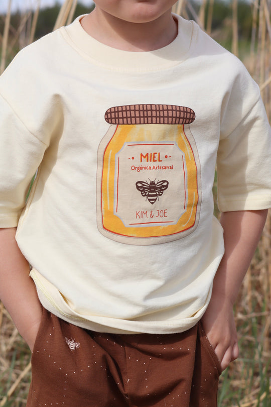 T-Shirt Évolutif Jaune Clair Imprimé Miel