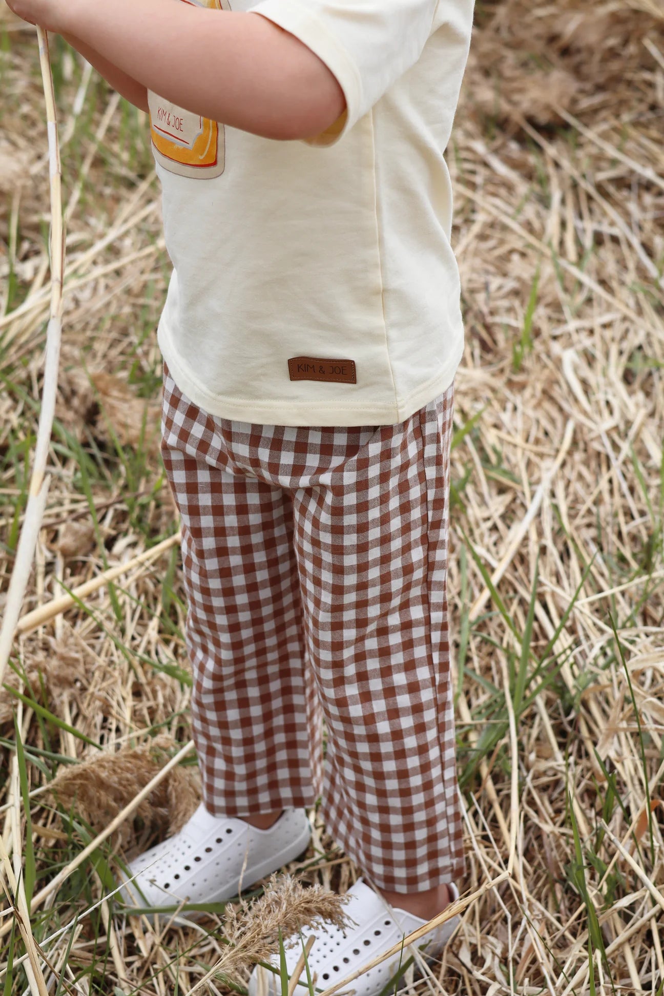 Pantalon Évolutif Brun Et Blanc À Carreaux