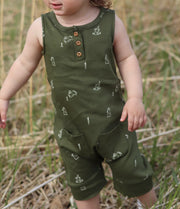 Romper Évolutif Vert Olive À Motifs Lapins