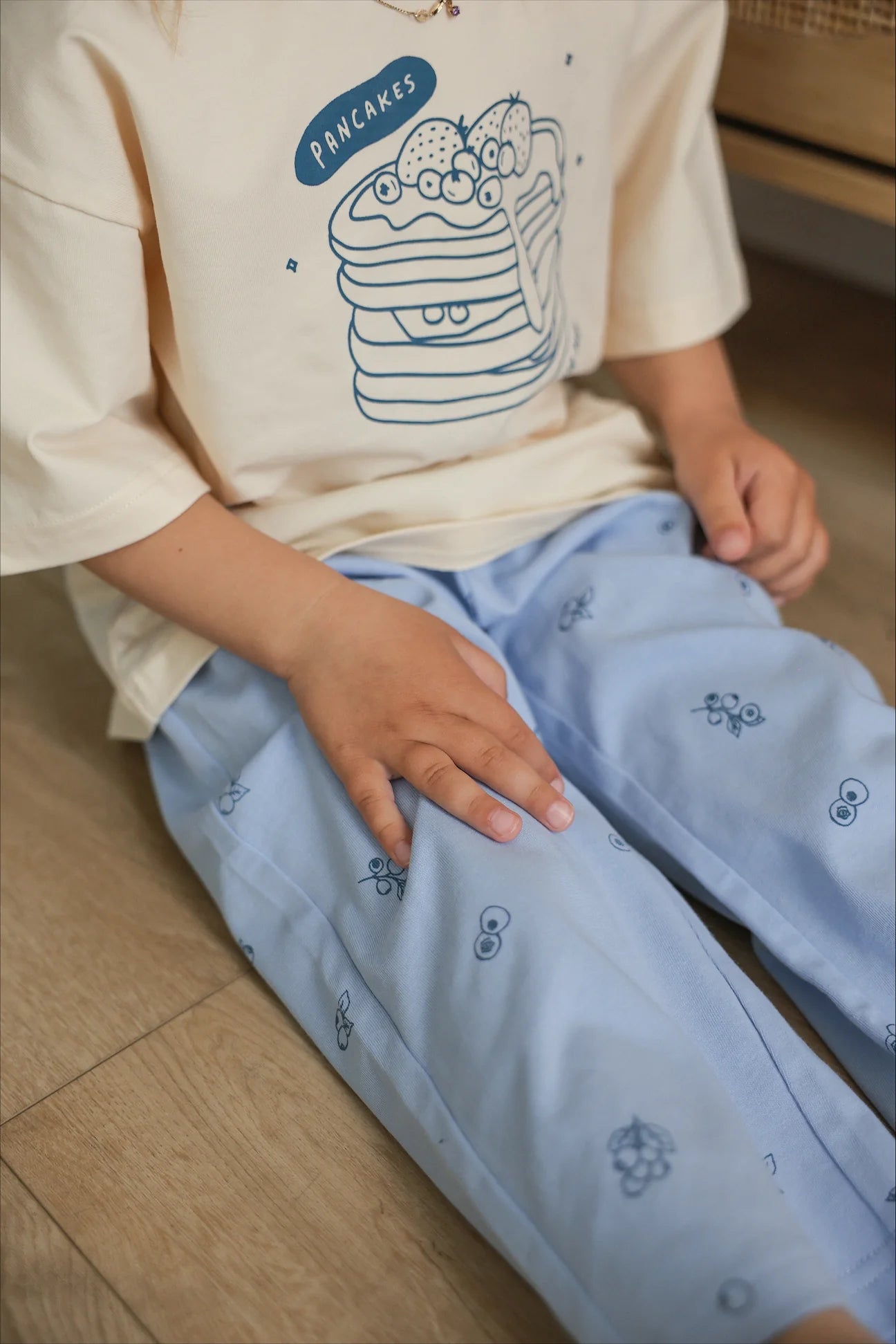 Pantalon Évolutif Bleu Pâle À Motifs Bleuets