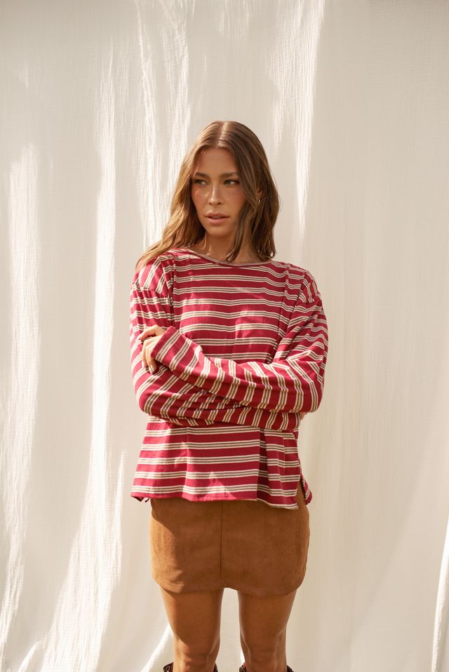 Chandail Anae LS Red & Cream
