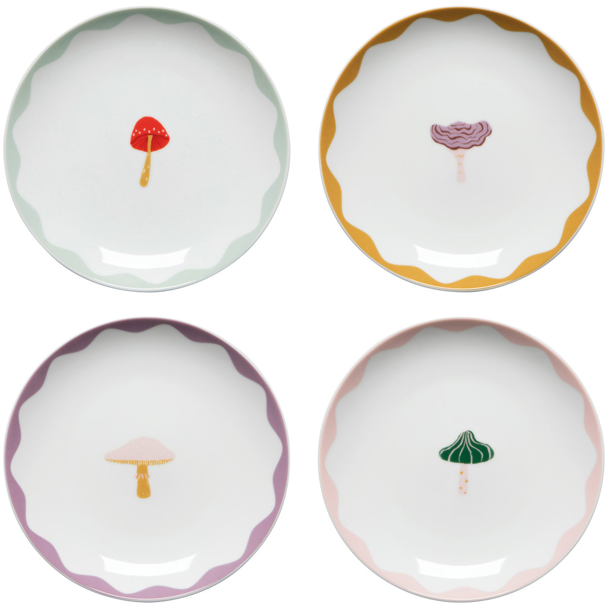 Ensemble Assiettes Mushrooms Gems