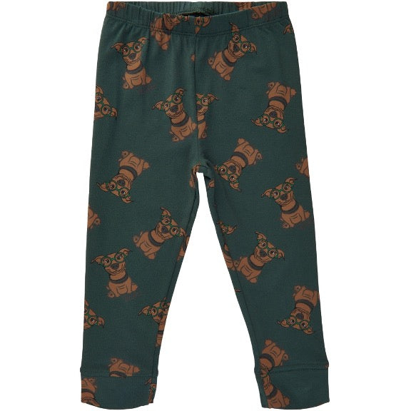Leggings Chien À Lunette Pignons Vert