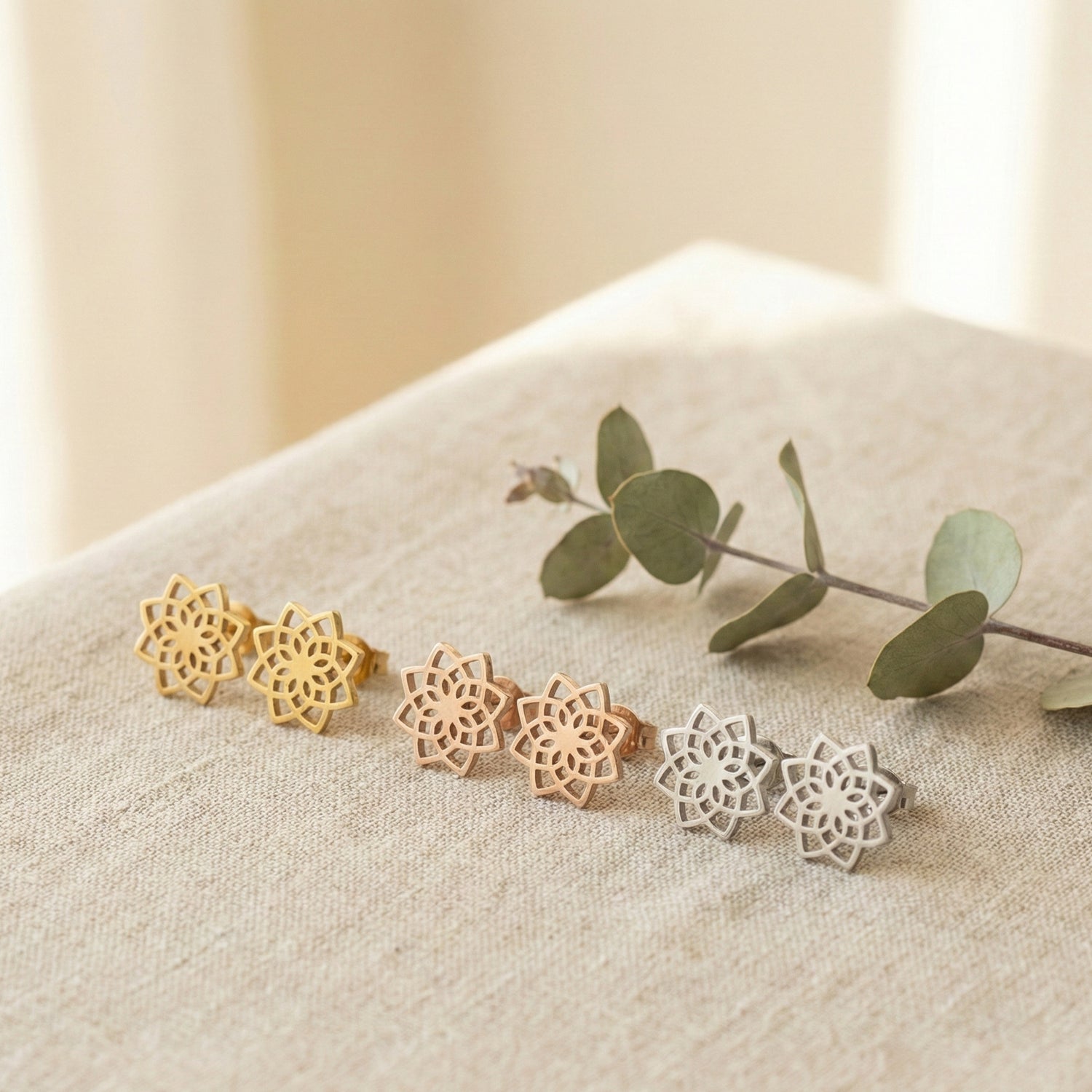 Boucles D'oreilles Mandala Or Rose