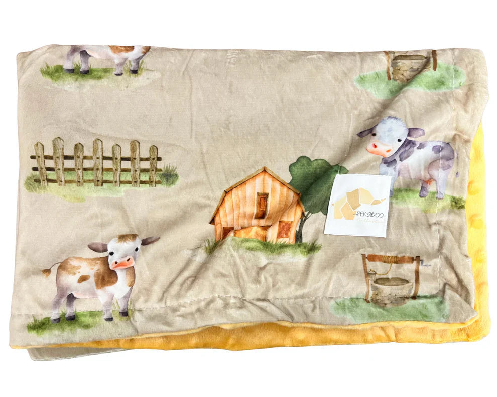 Doudou Peluche Ferme Vache Taupe (Endos Caramel)