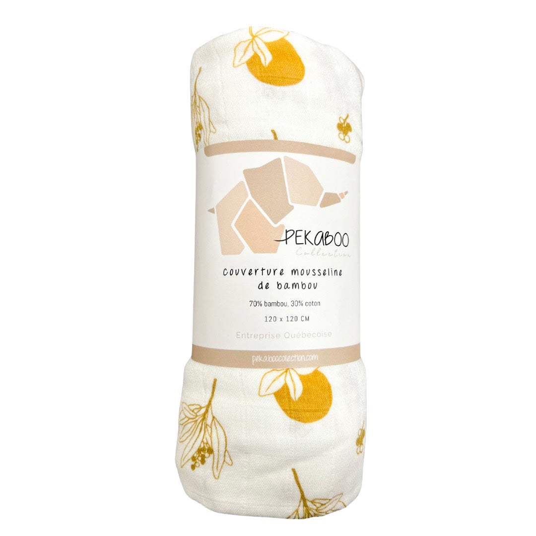 Mousseline Bambou Feuillage Doré & Fruit