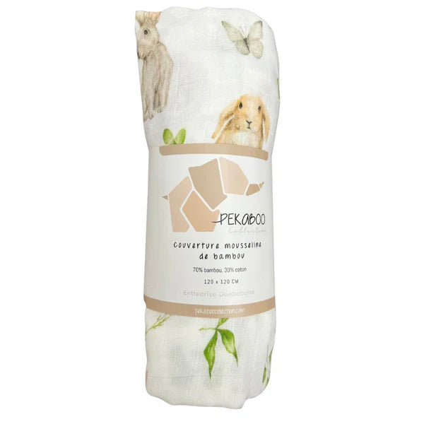 Mousseline Bambou Doux Lapins