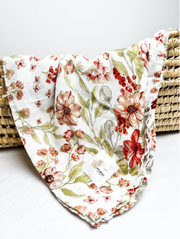 Mousseline Bambou Floral Rouge