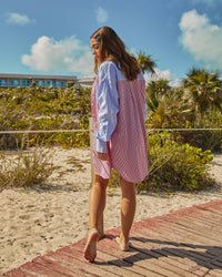 Robe Chemise Jenny Lignes Bleues Et Rouge