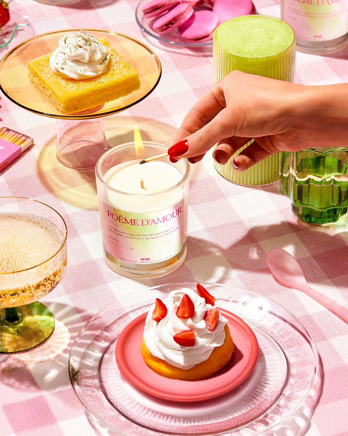 Chandelle Poème D'amour (Matcha & Fraises)