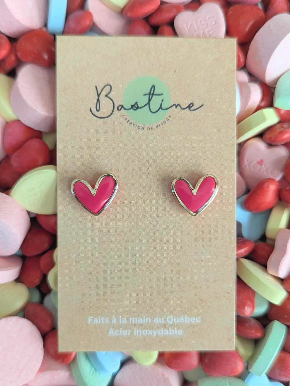 Studs Coeurs Roses Breloques