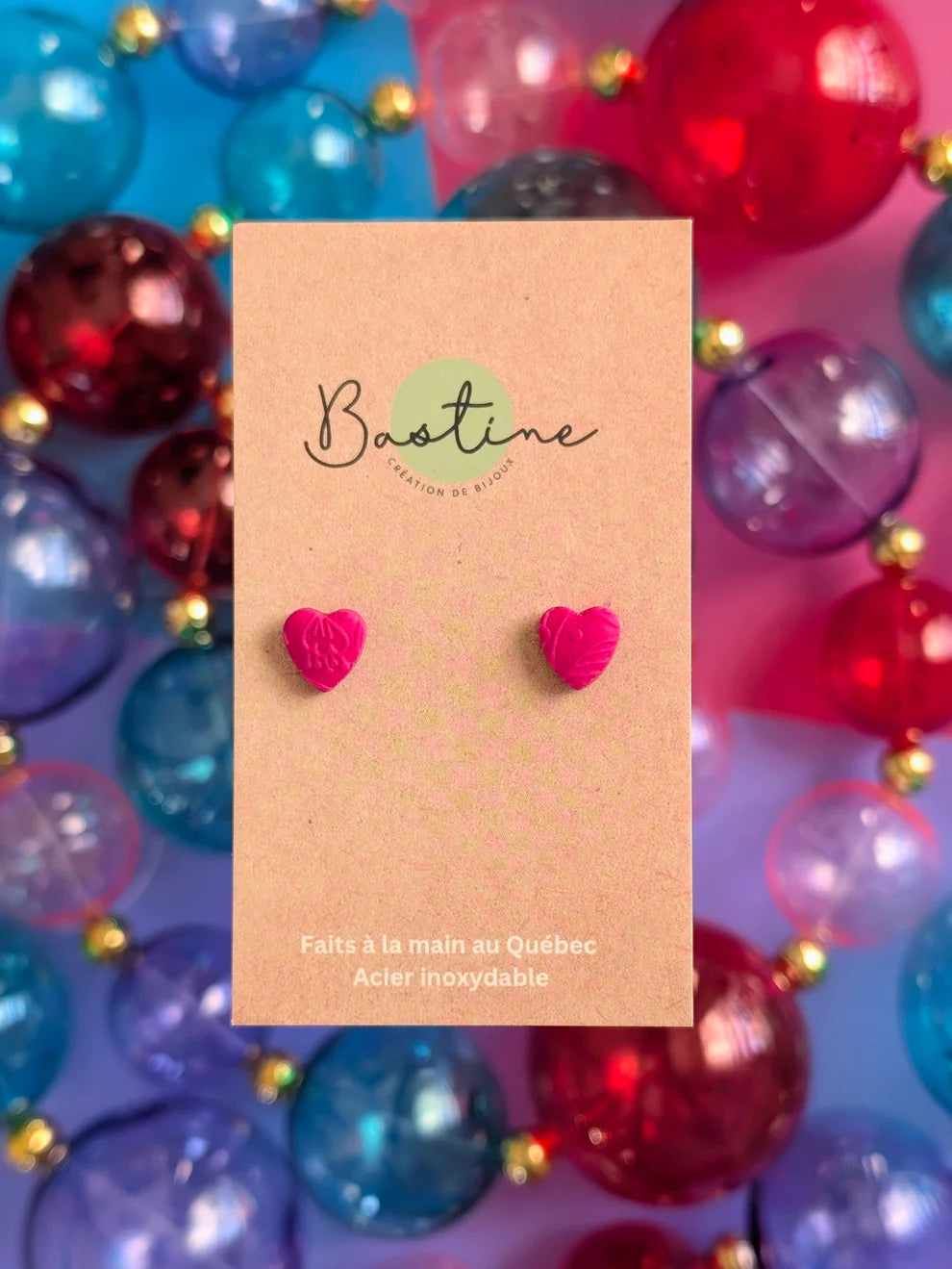 Mini Studs Coeurs Roses Texturés
