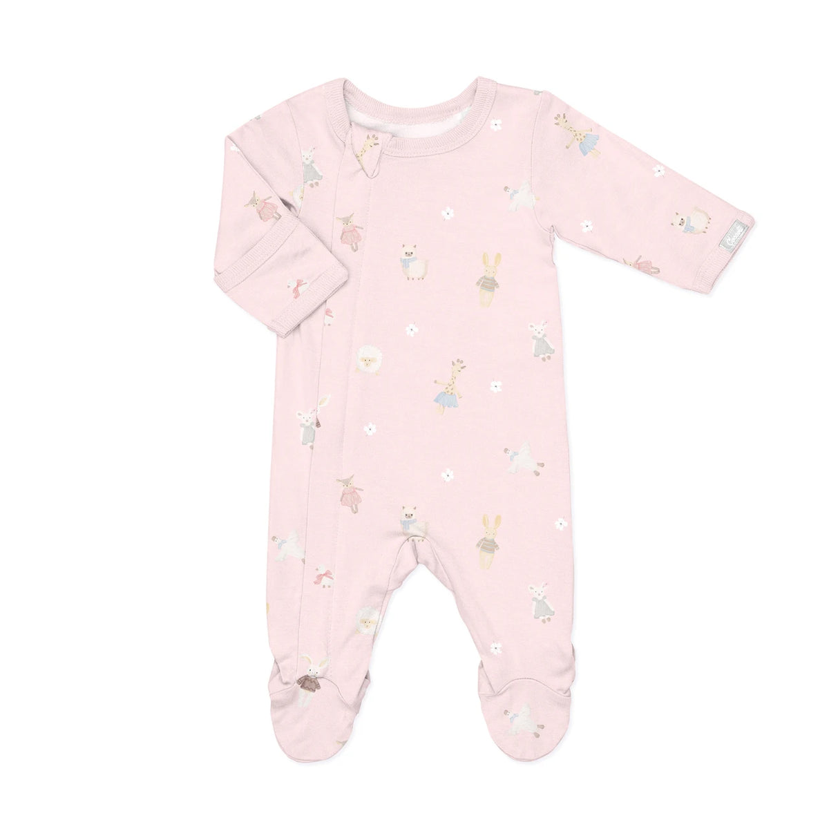 Pyjama A Pied En Modal Rose Animaux Mignons