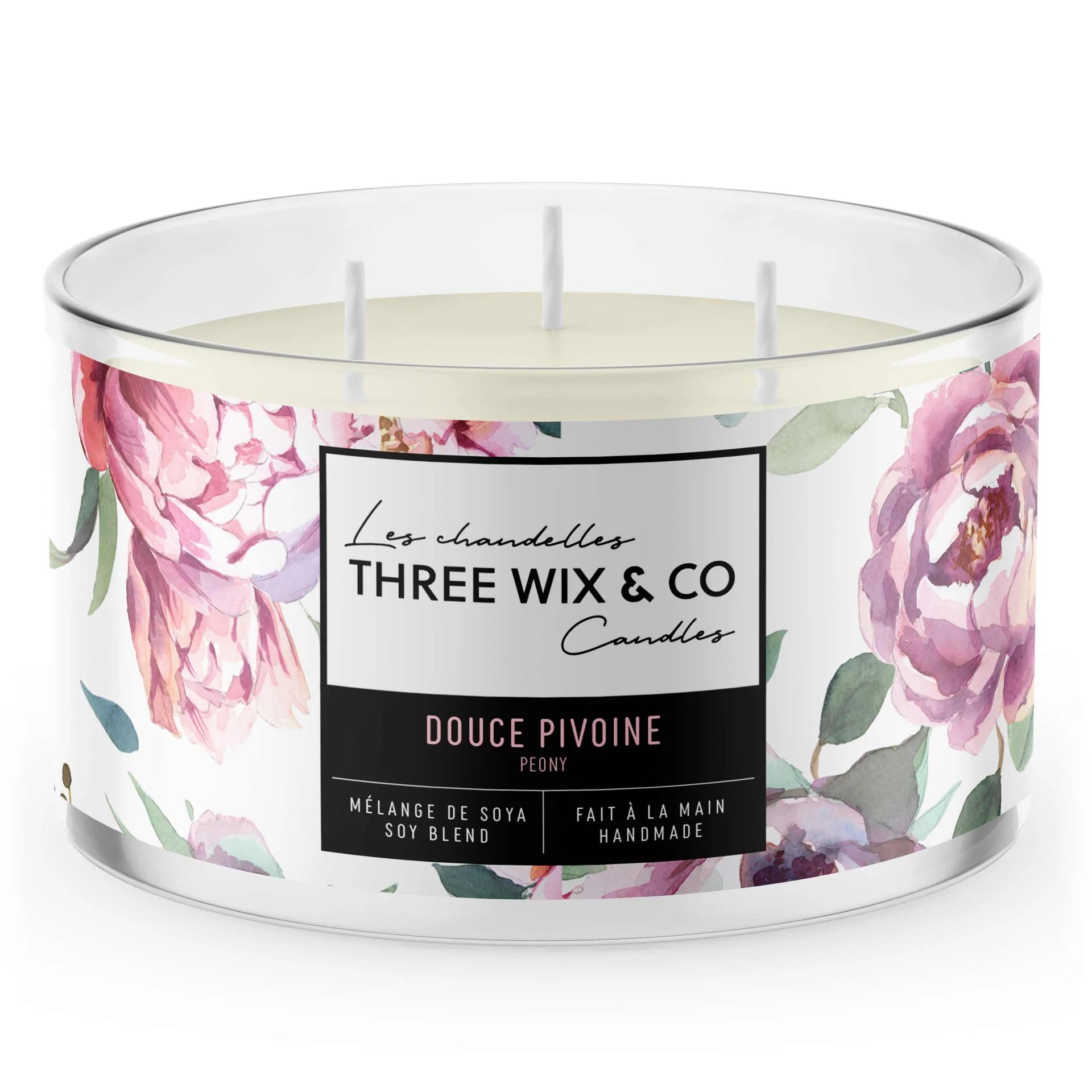 Chandelle À 3 Mèches Douce Pivoine