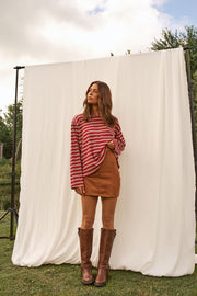 Chandail Anae LS Red & Cream