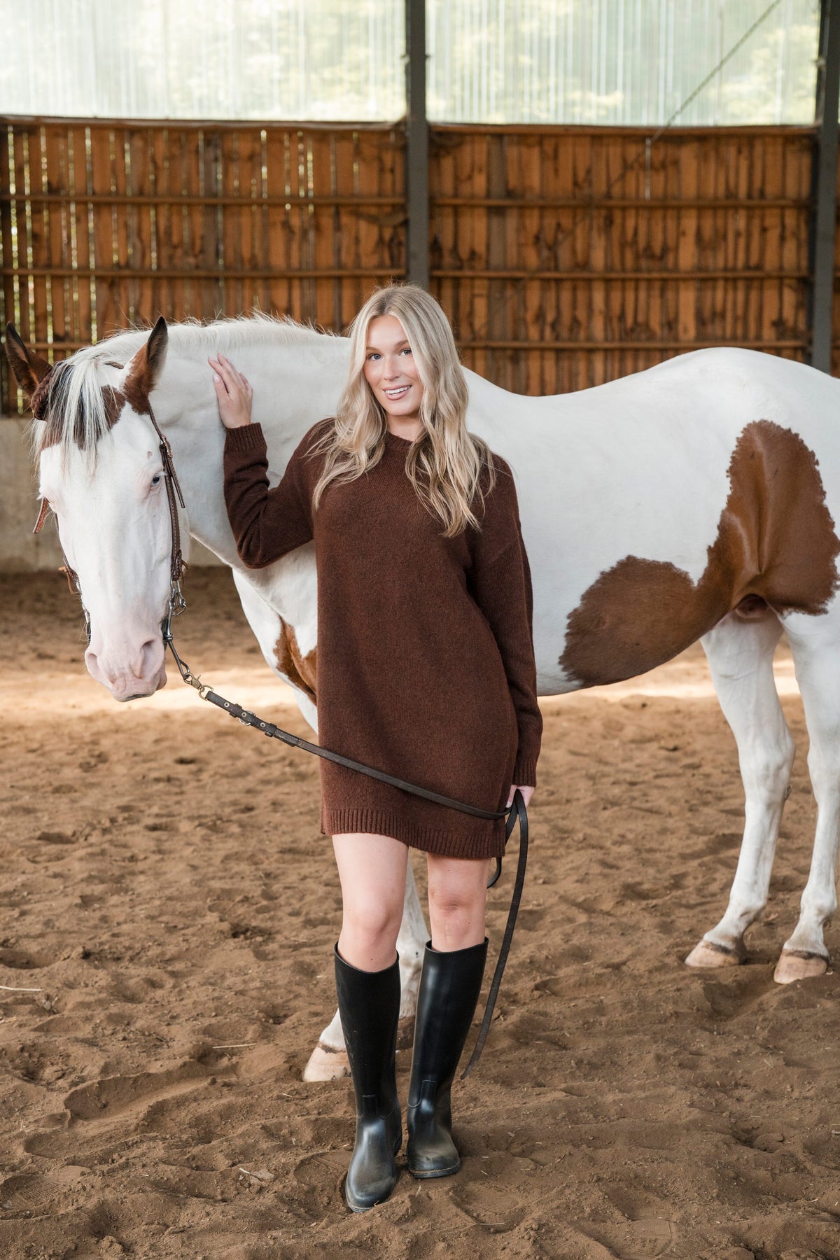 Robe Courte En Lainage Mireille Marron