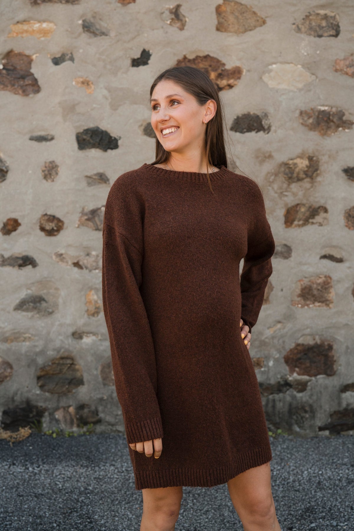 Robe Courte En Lainage Mireille Marron