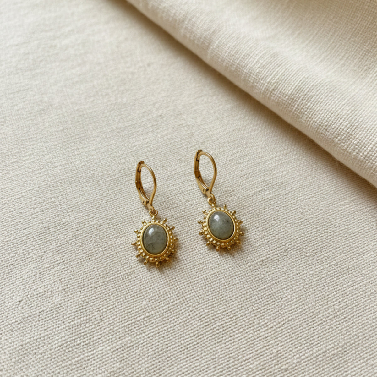 Boucles D'oreilles Solène Or/Labradorite Grise
