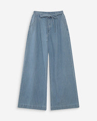 Pantalon Pompon Ligné Bleu