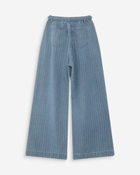 Pantalon Pompon Ligné Bleu