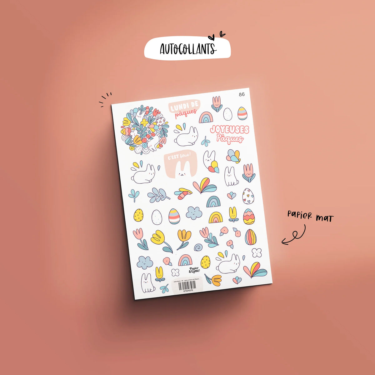 Autocollant 86 Lapins & Fleurs De Pâques