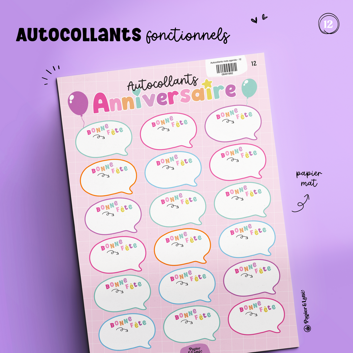 Autocollants Fonctionnels 12 - Anniversaire