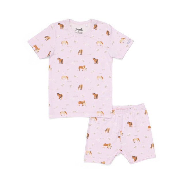 Pyjama En Modal À Manches Courtes & Short Orchidée À Imprimé De Chevaux