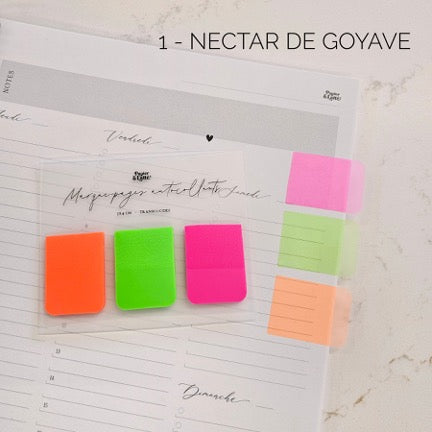 Bloc-Notes Autocollants Translucides Trio Marque-Pages Nectar De Goyave