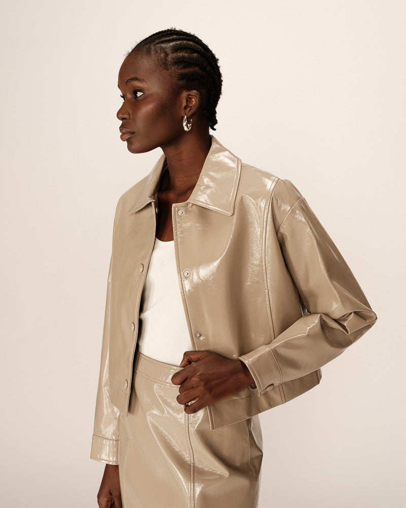 Veste Vinyle Beige Poudre