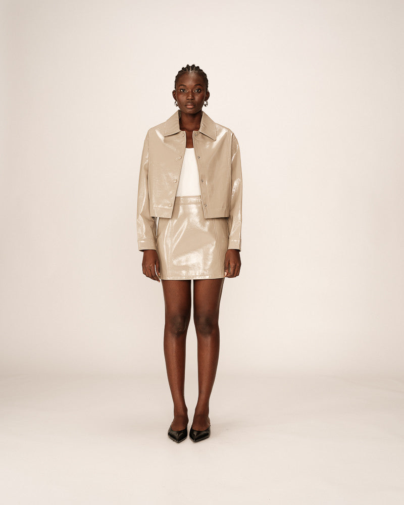 Veste Vinyle Beige Poudre
