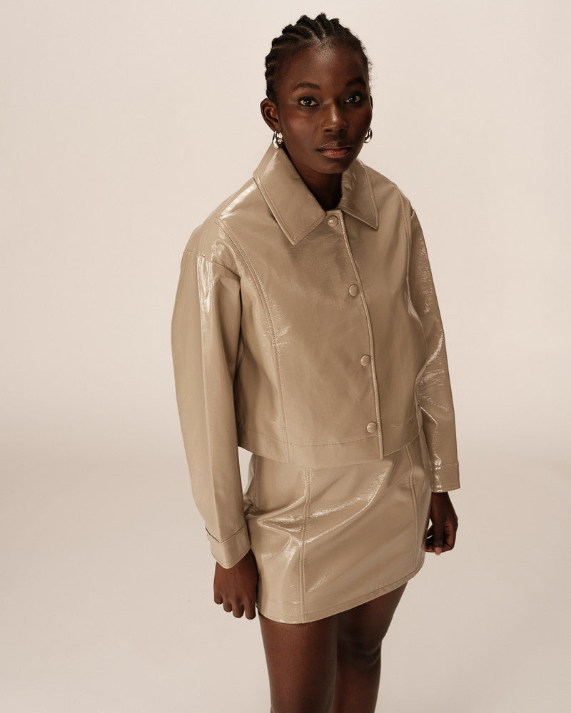 Veste Vinyle Beige Poudre