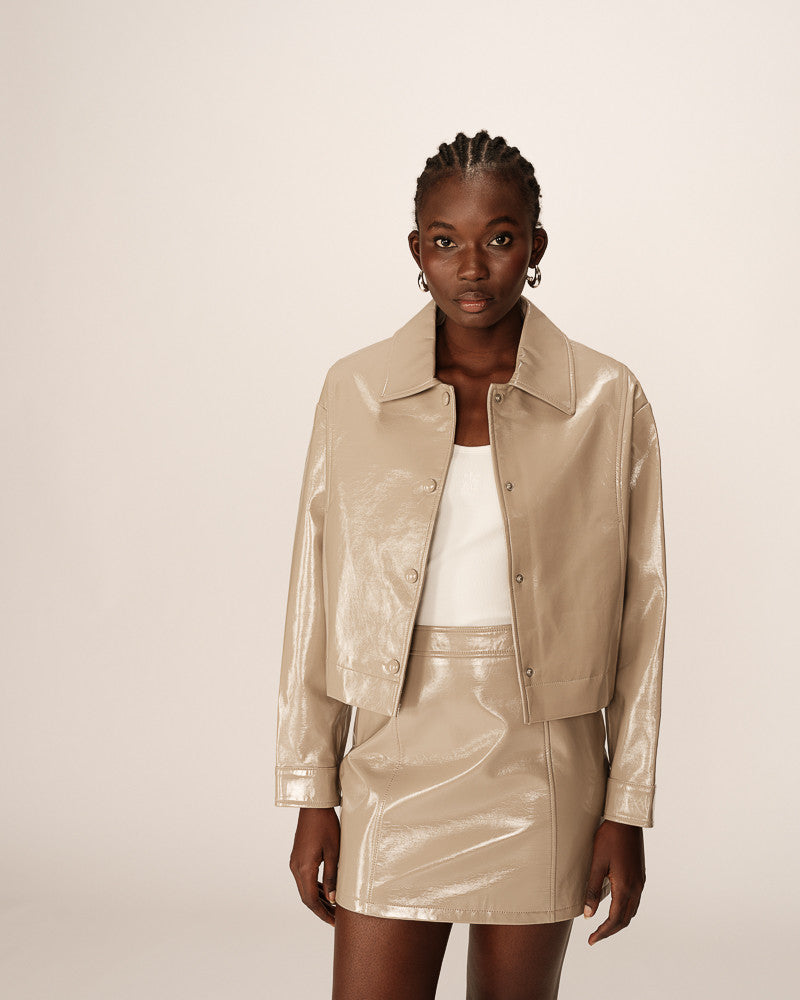 Veste Vinyle Beige Poudre
