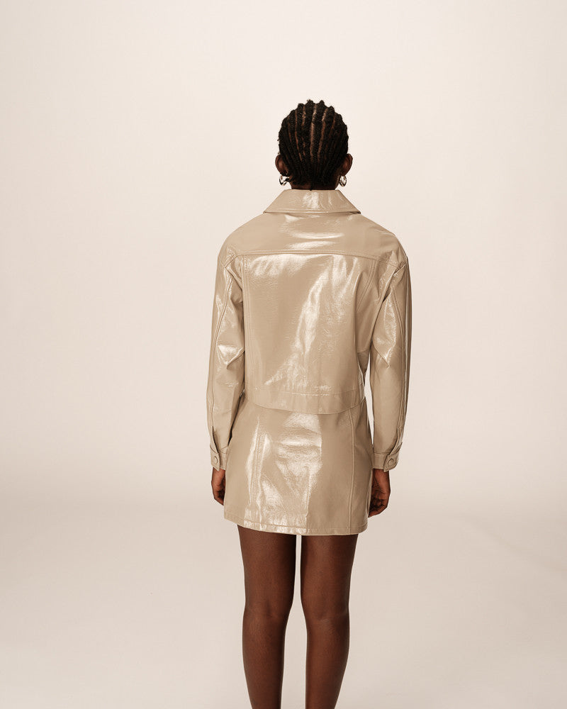 Veste Vinyle Beige Poudre