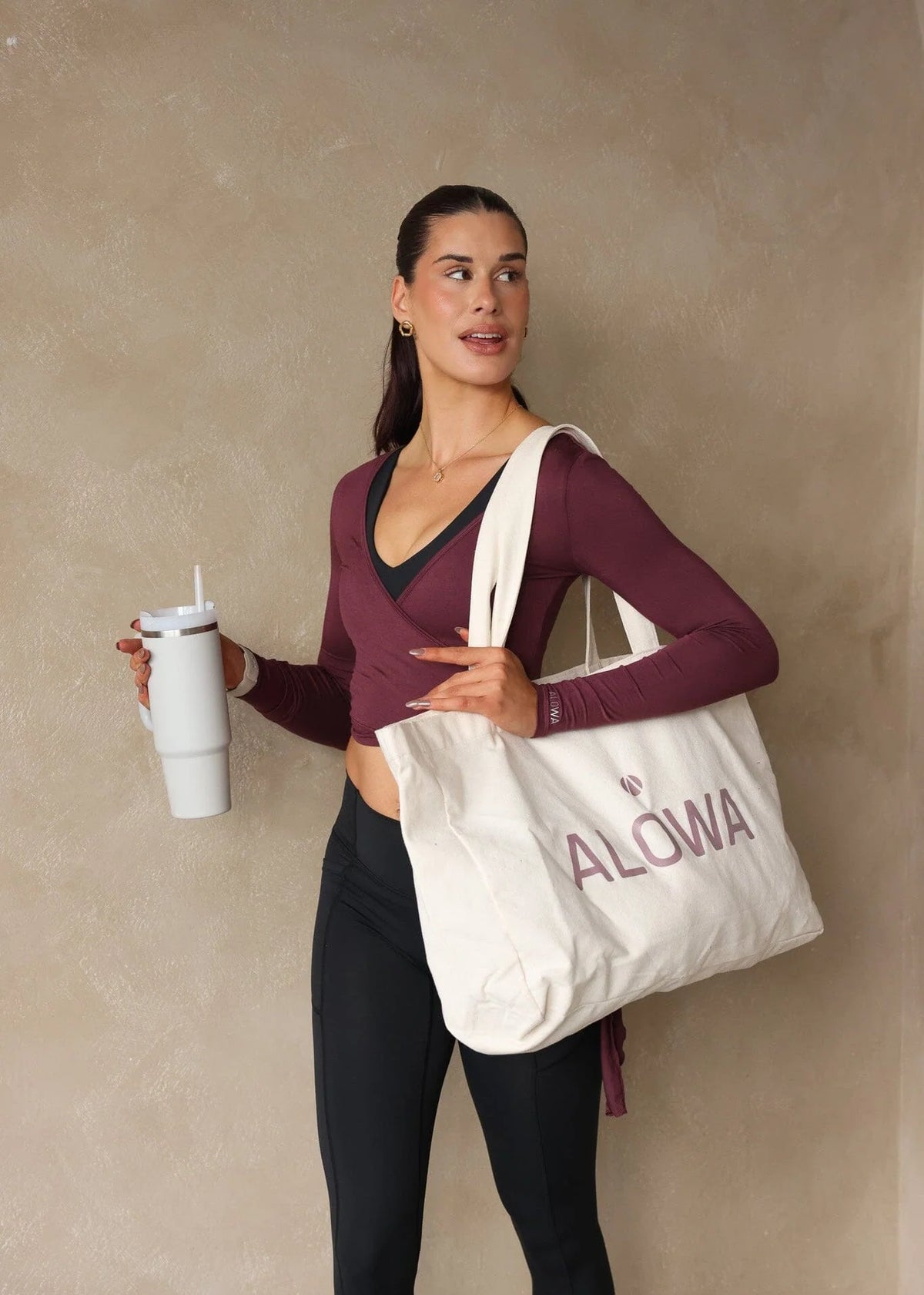 Alowa Wrap Top Burgundy