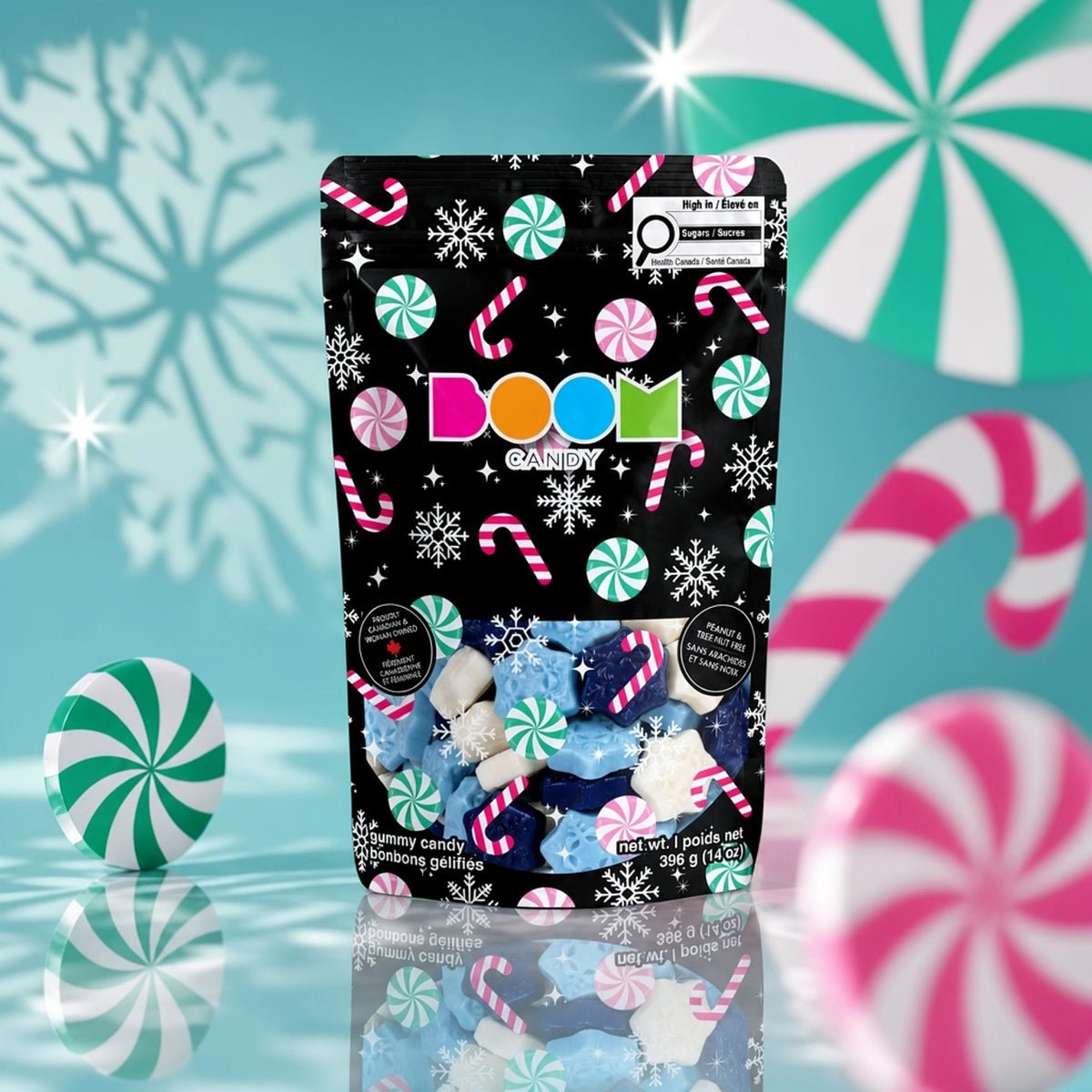 Bonbons Gélifiés Assortis Cannes En Sucre D'orge & Flocons De Neige