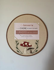 Cadre Photo Brodé Champignon Beige