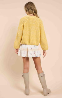 Cardigan Boutonné Jaune Lime