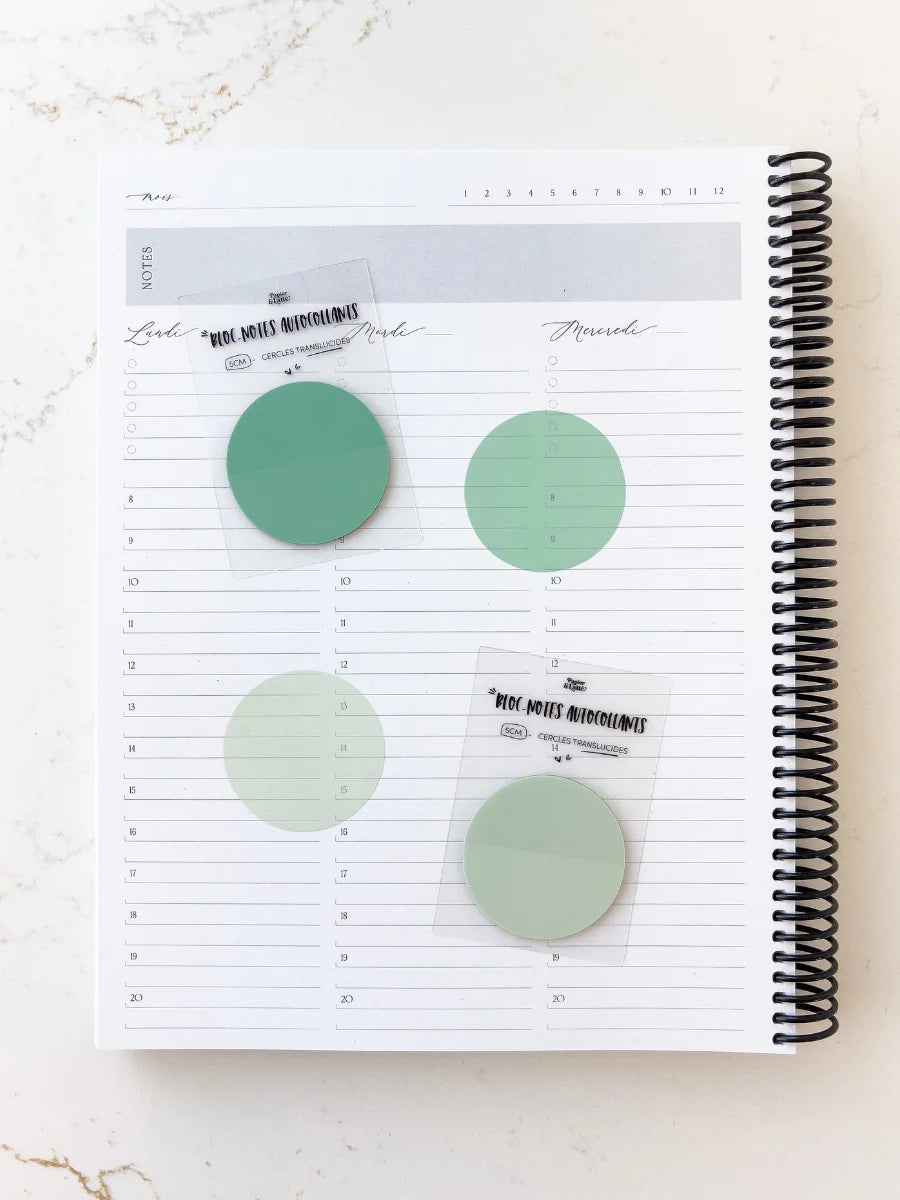 Cercles Bloc-Notes Autocollants Translucides 01