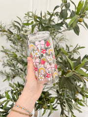 Verre 16 Oz - Champignon, Arc-en-ciel, Boucle & Fleur