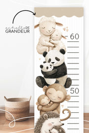 Échelle De Grandeur Parents-Enfants Et Support En Bois Magnétique