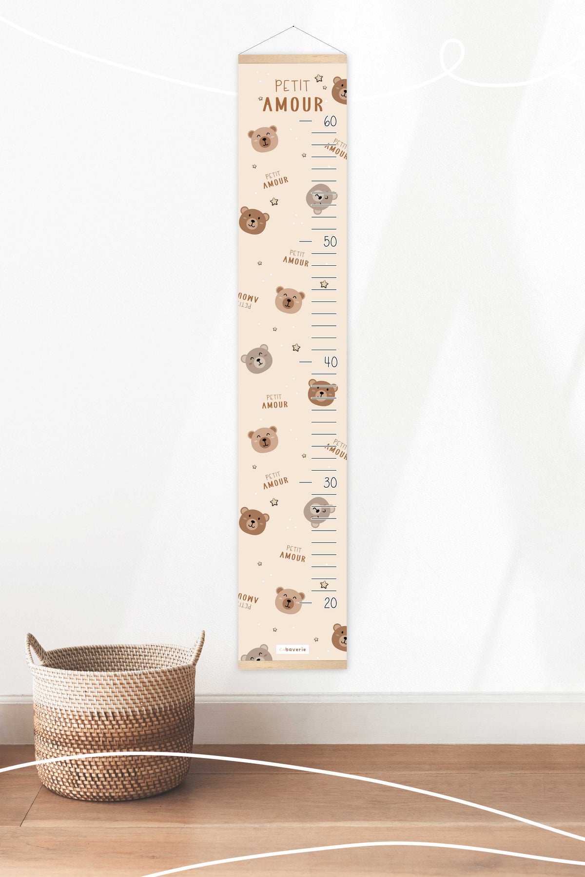 Échelle De Grandeur Petit Ours Brun Et Support En Bois Magnétique