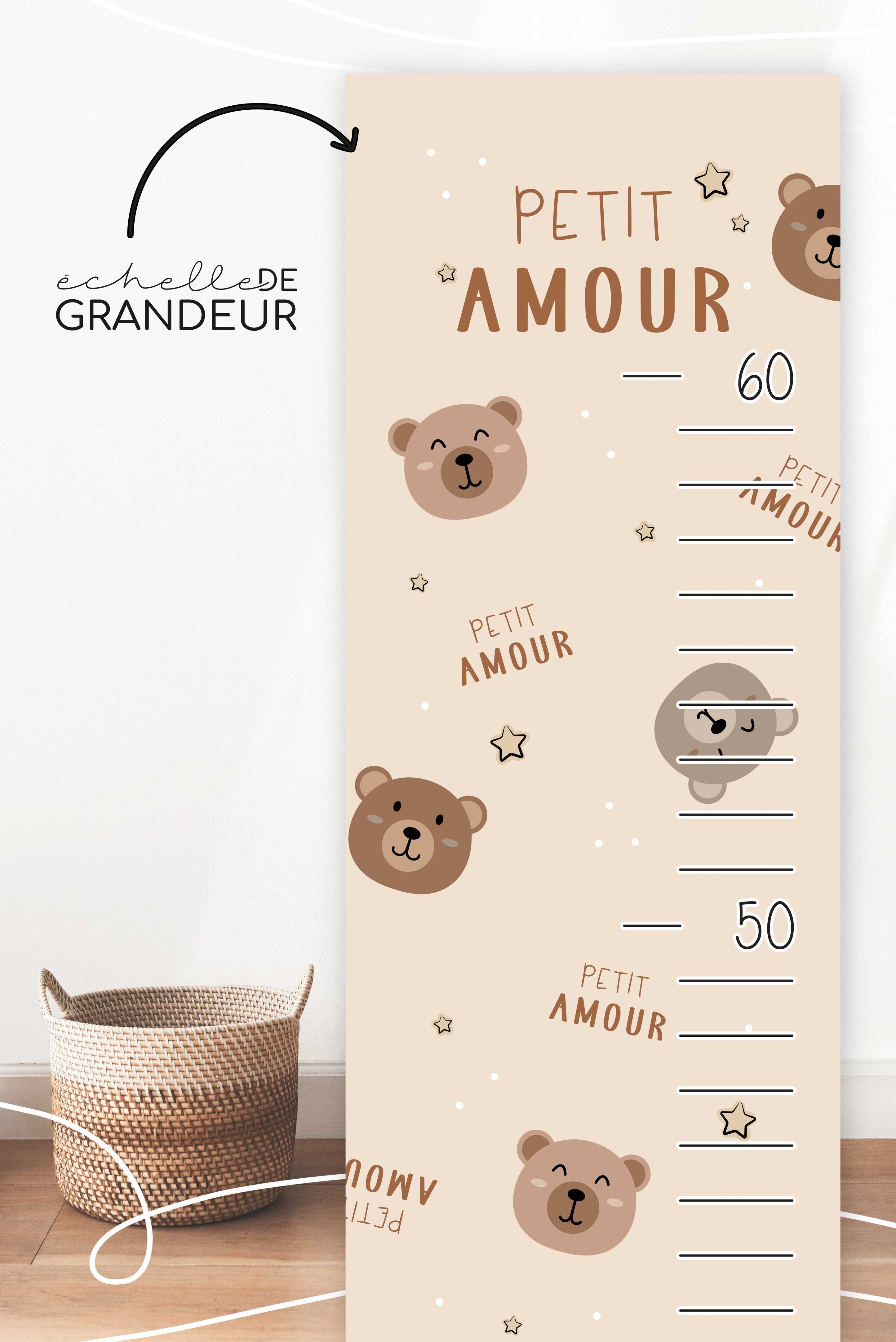 Échelle De Grandeur Petit Ours Brun Et Support En Bois Magnétique