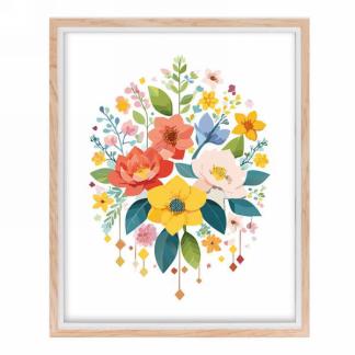 Cadre Fleur Blanc & Naturel