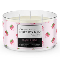 Chandelle À 3 Mèches Fraise & Crème