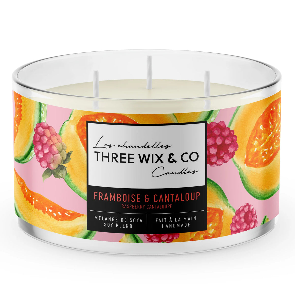 Chandelle À 3 Mèches Framboise & Cantaloup