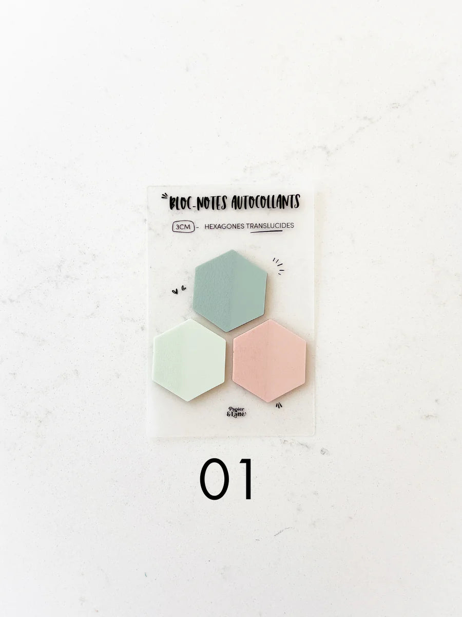 Bloc-Notes Autocollants Translucides Trio D'hexagones - 01