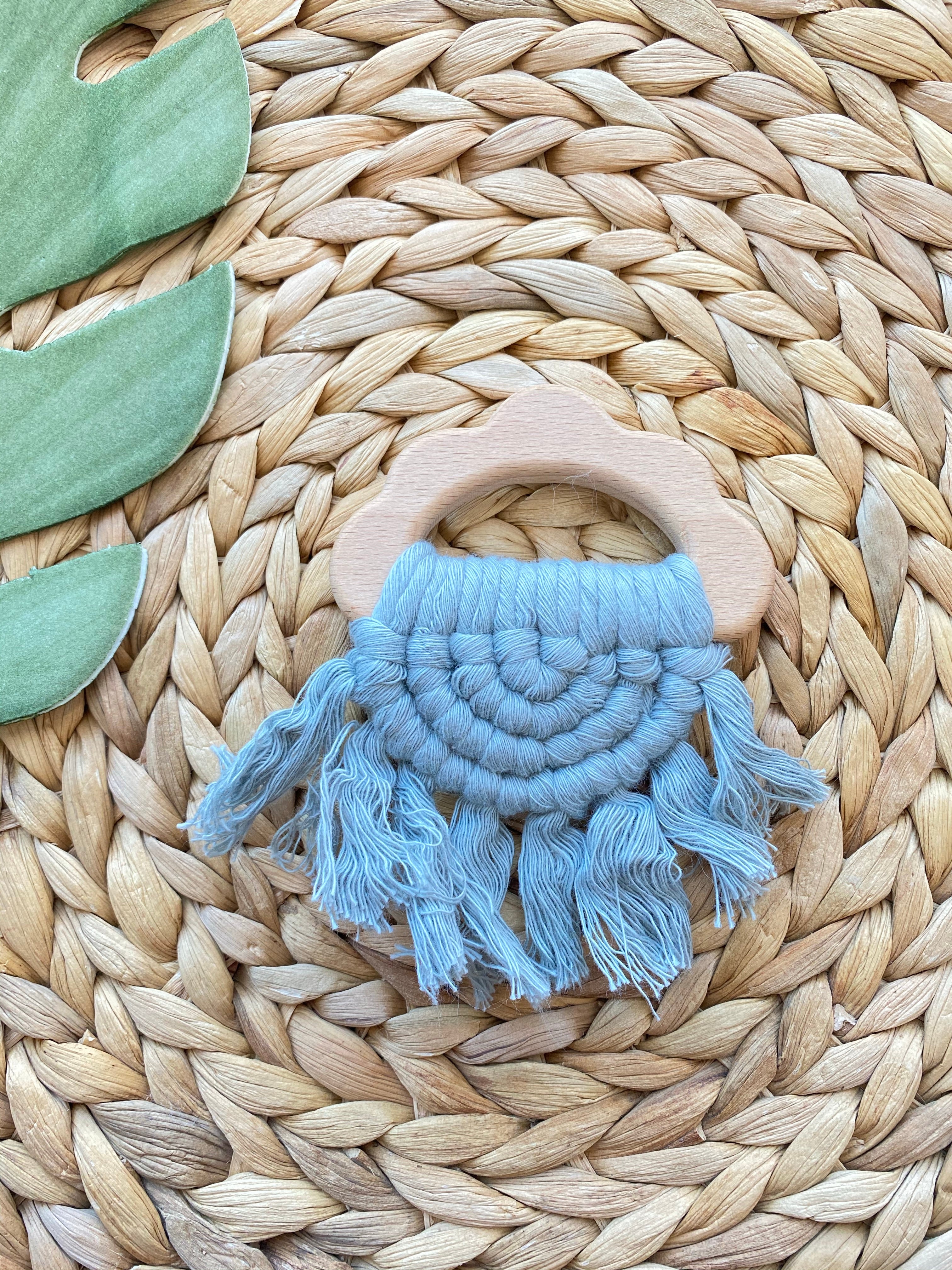 Anneau Bois Boho Nuage Vintage Gris