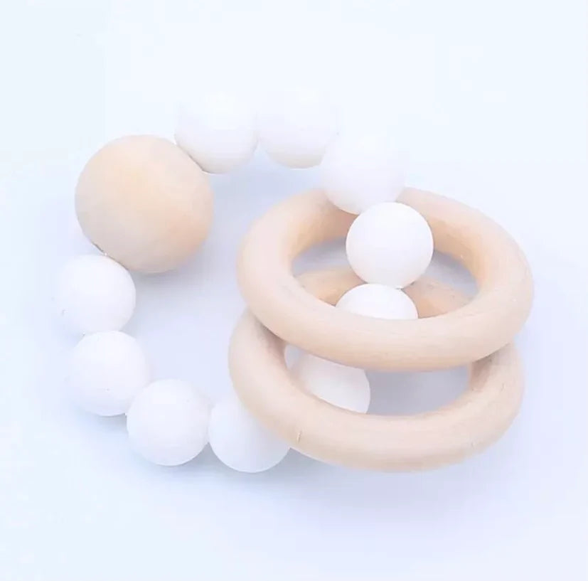 Jouet De Dentition Anneau Billes Blanc