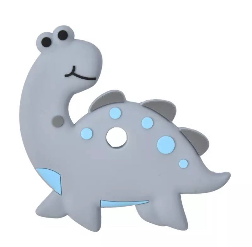 Jouet De Dentition Dino Joyeux Gris Et Bleu